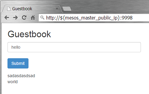 Kubernetes Guestbook app running on Mesos