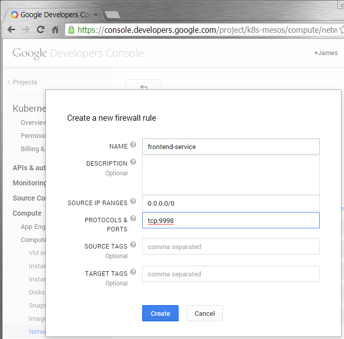 Google Cloud Platform firewall configuration