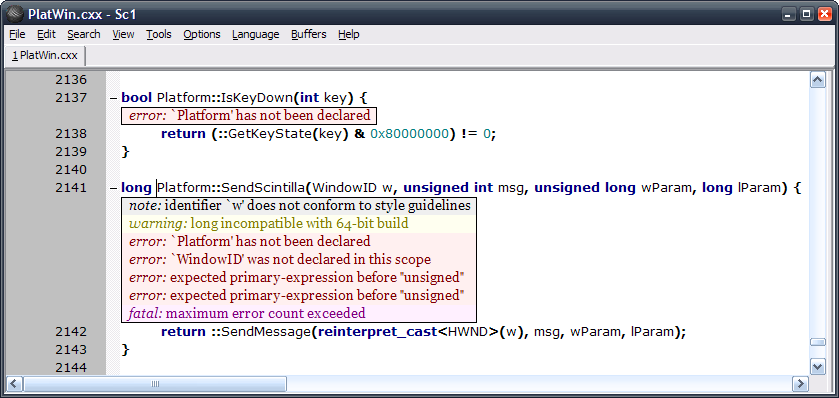 Annotations used for inline diagnostics